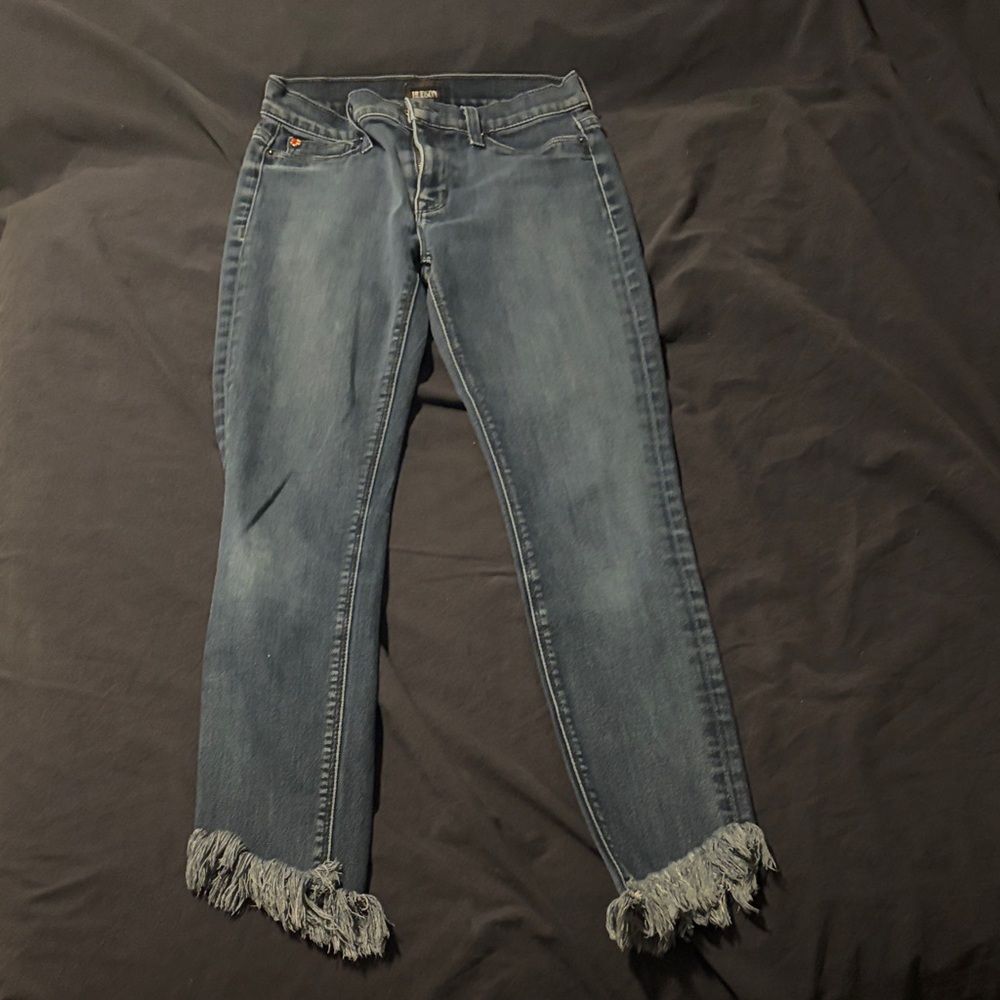 Hudson Frayed Hem Blue Jeans